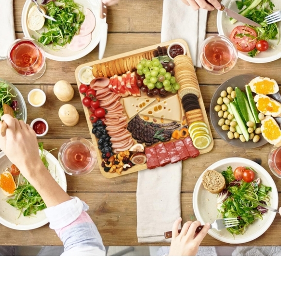 VaéFae Cheese Board, Bamboo Charcuterie Board, w/knives, forks, Ceramic bowls - Picture 8 of 8